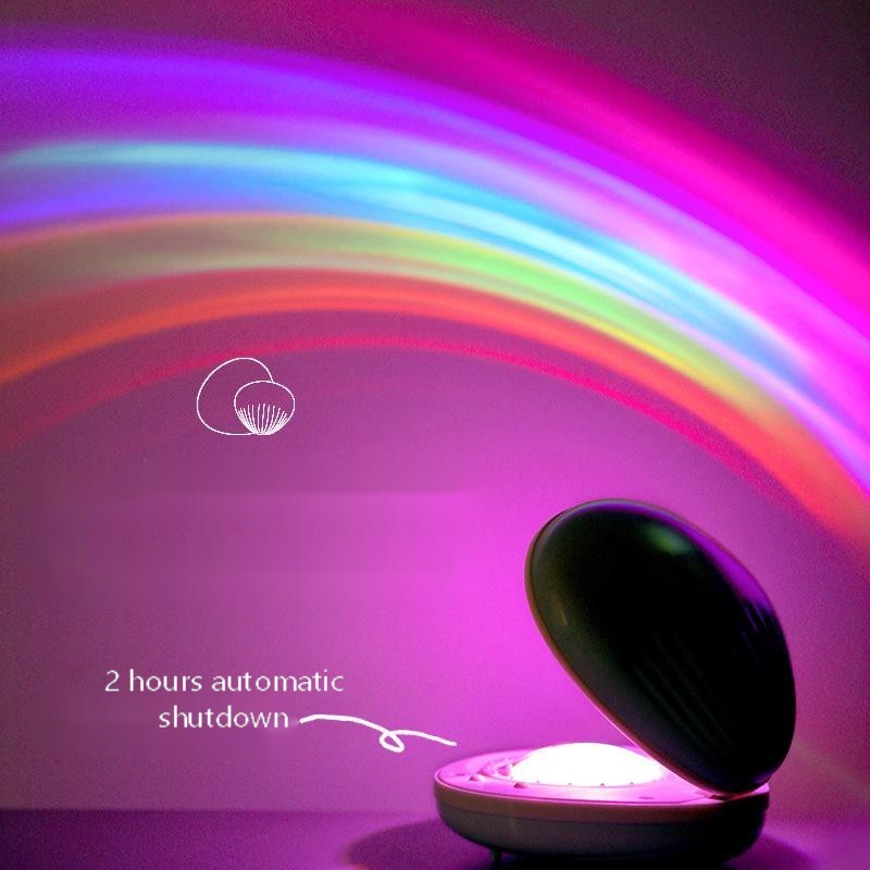 Colorful Rainbow Projection Lamp LED Night Light Shell Light Novelty Rechargeable Night Light for Children Kids Gift Light