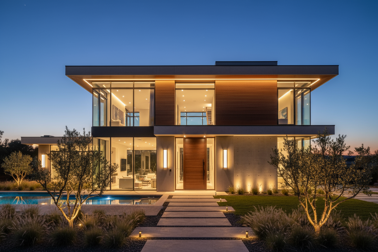 full modern house exterior lightings